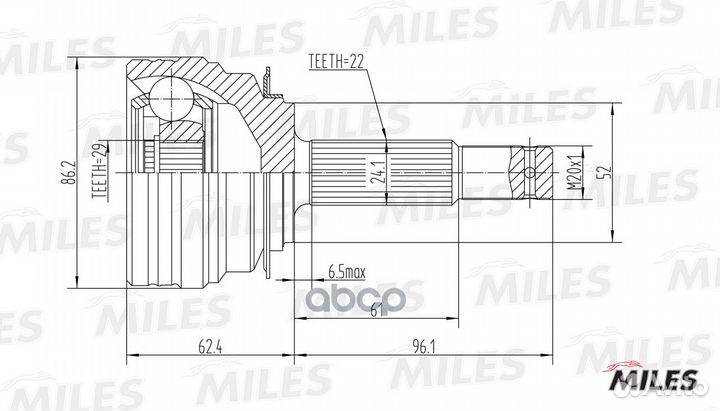 ШРУС chevrolet lanos 1.4-1.5 97- нар. -ABS GA20