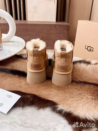 Коричневые угги на платформе 5см UGG