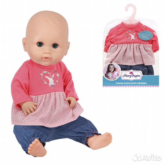 Одежда для куклы 38-43см, туника и джинсы 