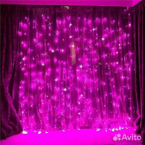 Гирлянда штора розовая