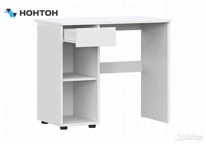 Стол письменный Грейс с тумбой белый текстурный