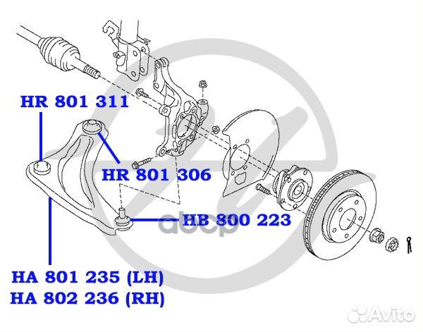 Рычаг передней подвески, нижний, левый HA801235