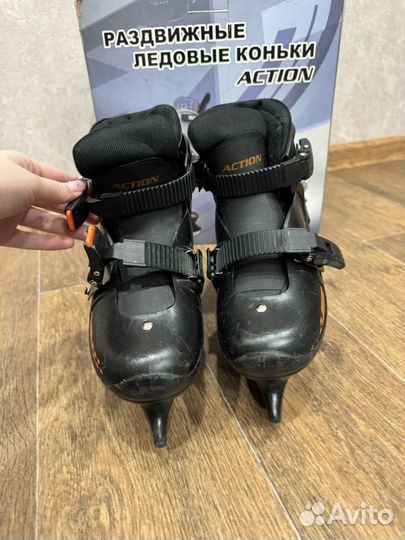 Коньки хоккейные action раздвижные 33-36р