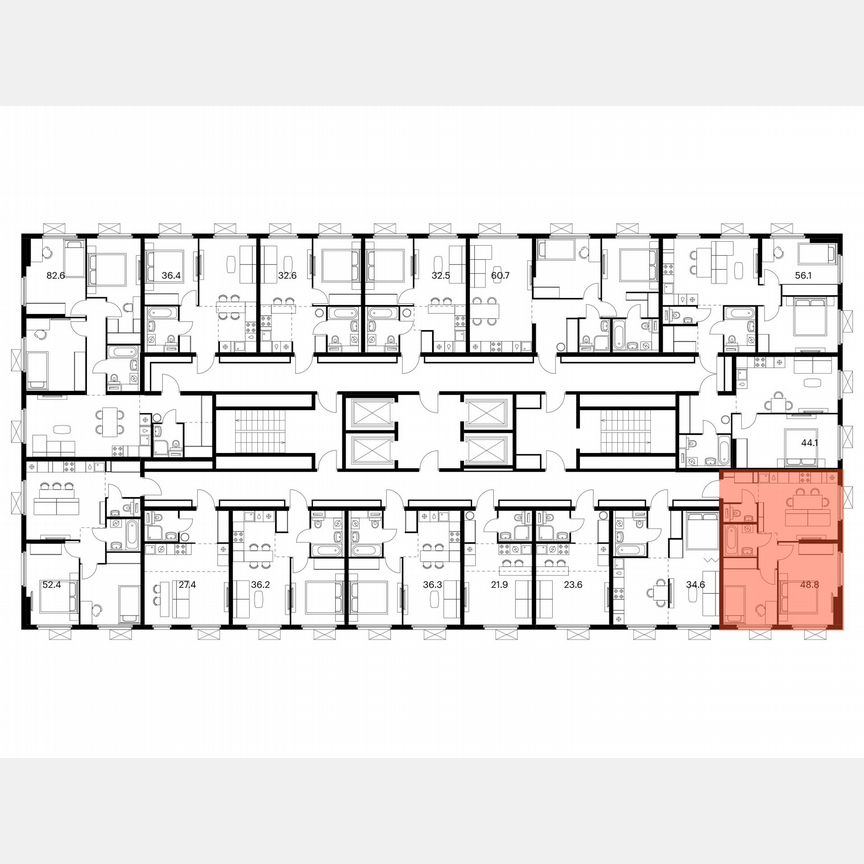 2-к. квартира, 48,8 м², 14/25 эт.