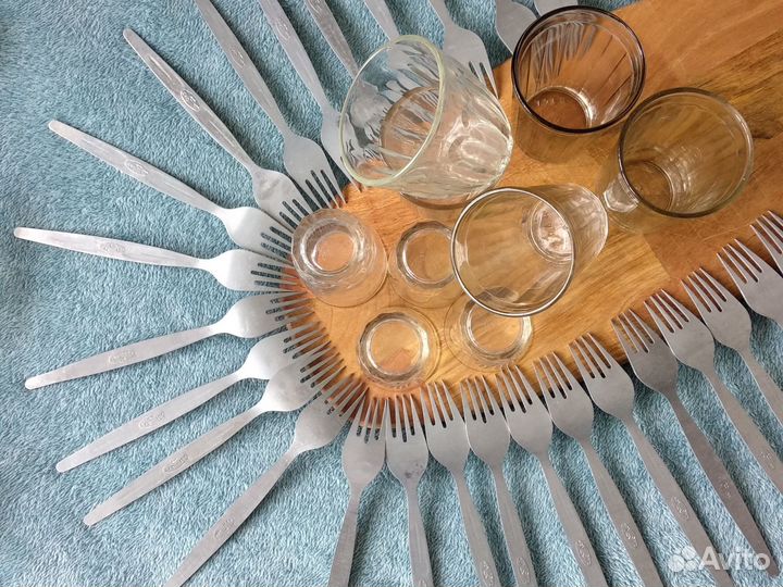 Посуда СССР гранёный стакан рюмка вилка ложка алюм