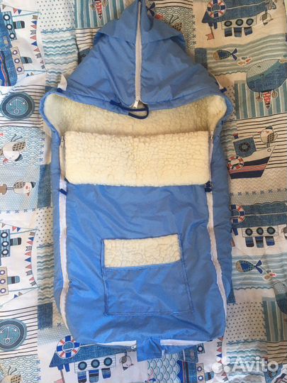 Конверт зимний на овчине натуральный в коляску