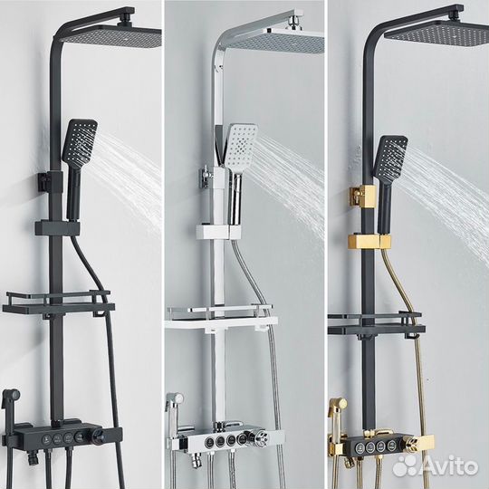 Душевая система с тропическим душем 4в1 термостат