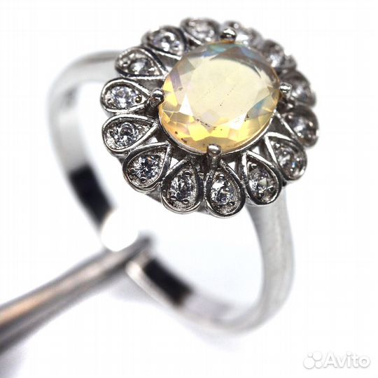 Серьги, кольцо серебро опал разм.19,0 С324