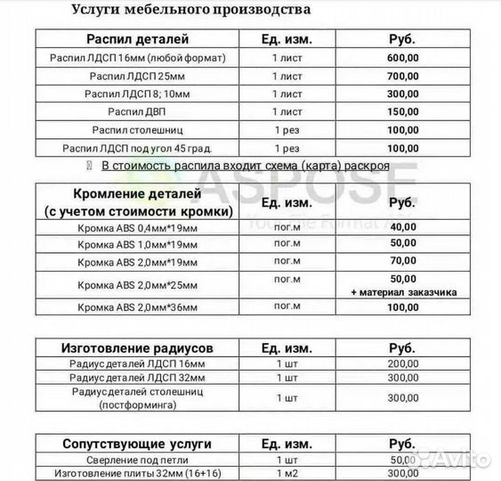 Распил и продажа лдсп
