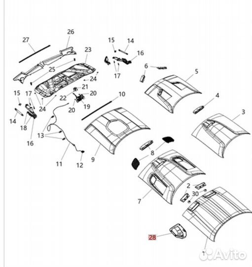 Воздухозаборник капота Dodge Challenger