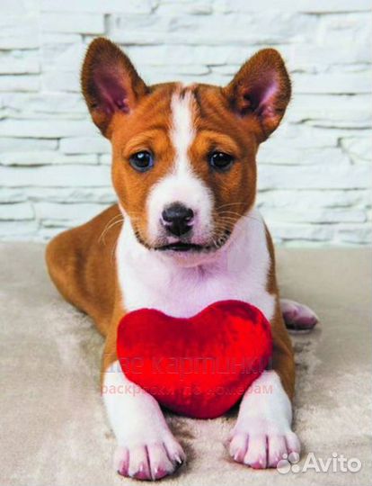 Алмазная мозаика 40x50 Милый щенок с сердечком