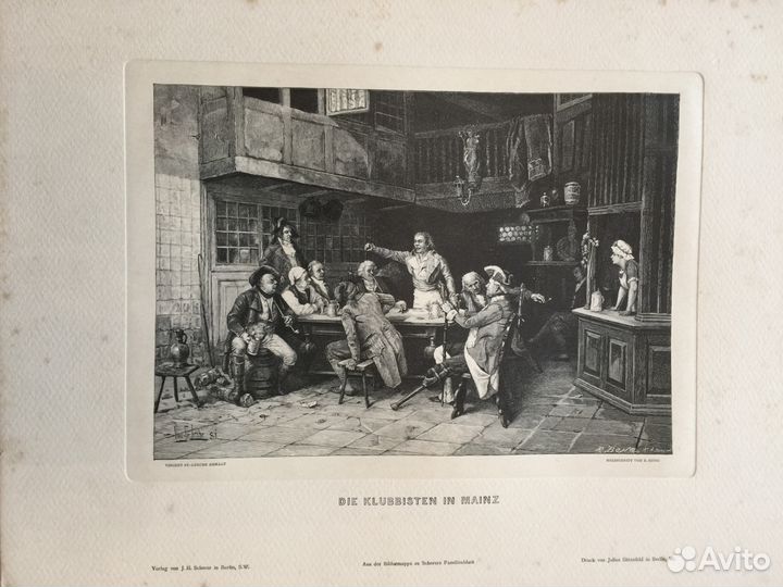 Антикварная гравюра гравюры много