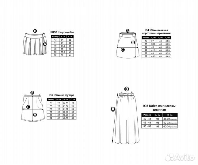 Набор готовых лекал 9 шт. Юбки