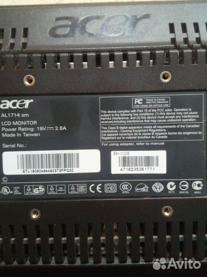 Монитор для компьютера acer на запчасти