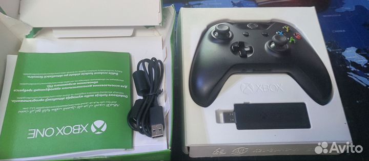 Геймпад Xbox One / PC чёрный c адаптером