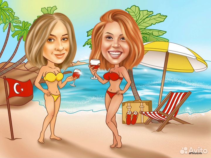 Цифровой шарж по фото, портрет