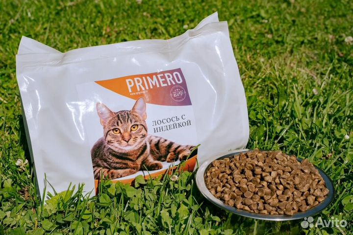 Корм сухой для кошек. Лосось с индейкой. Primero