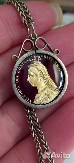 Антикварный Кулон серебро золото 1887г