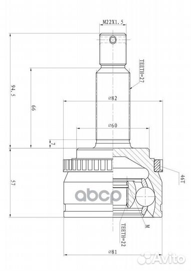 ШРУС наружный LR GIK04059 hyundai Elantra HD 2