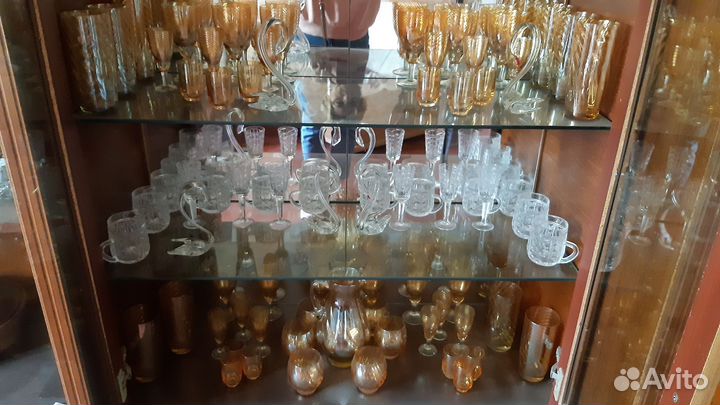 Много рюмок, фужеров,стаканов,финское стекло