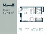 Квартира-студия, 30,1 м², 16/25 эт.