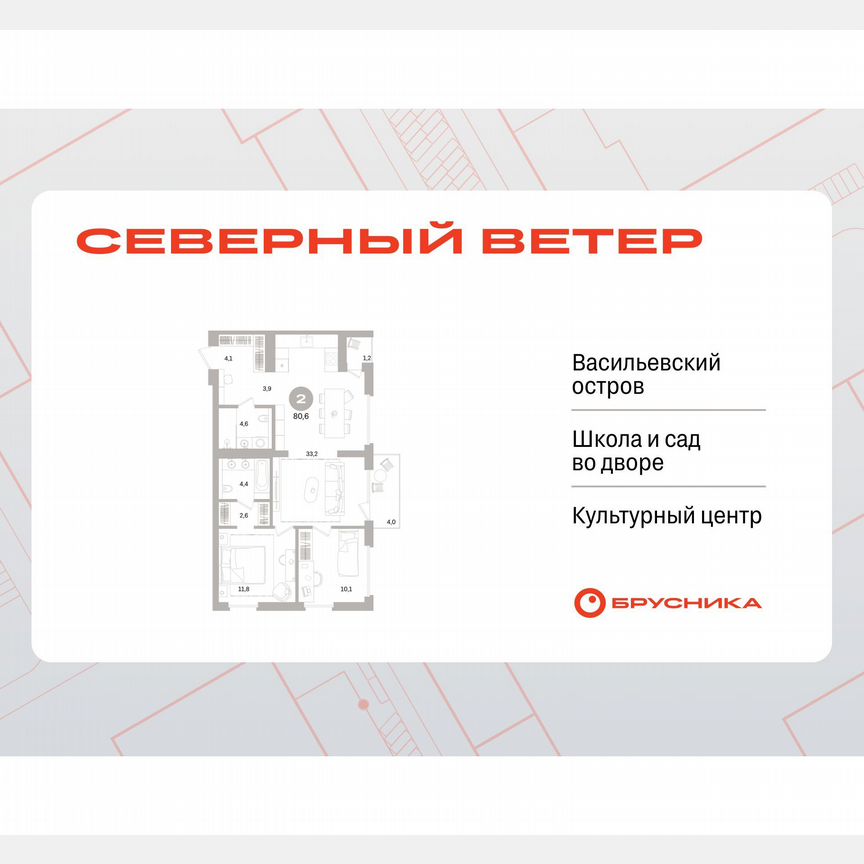 2-к. квартира, 79,7 м², 5/15 эт.