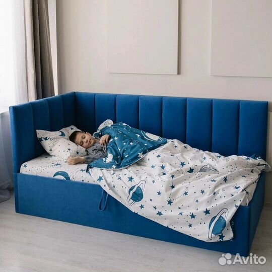 Детская кровать диван Аврора синий