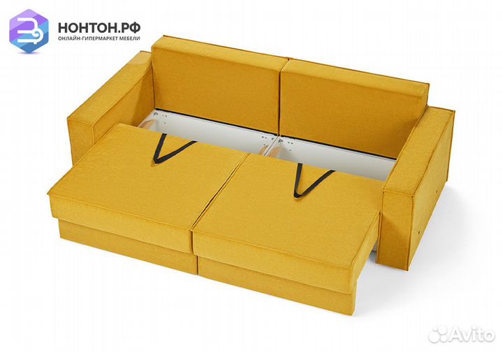 Диван еврокнижка двухместный Тревис желтый