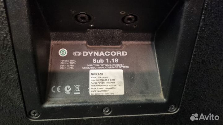 Сабвуферы Dynacord Sub 1.18