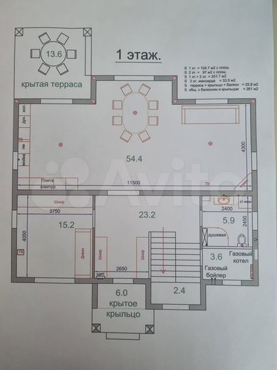 Коттедж 261 м² на участке 10 сот.