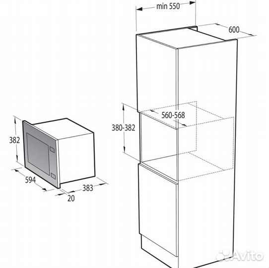 Микроволновка встраиваемая Gorenje BMI251SG3BG