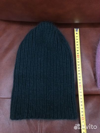 Шапка ручная вязка/пух норки/6 нитей/изумруд/новая