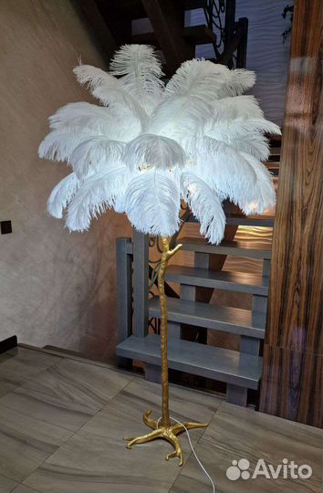 Торшер в виде пальмы palmera FL с перьями страуса