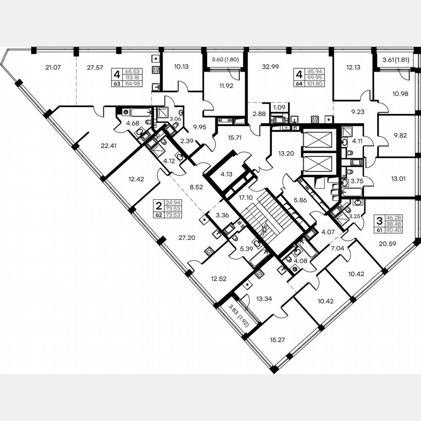2-к. квартира, 73,8 м², 18/19 эт.