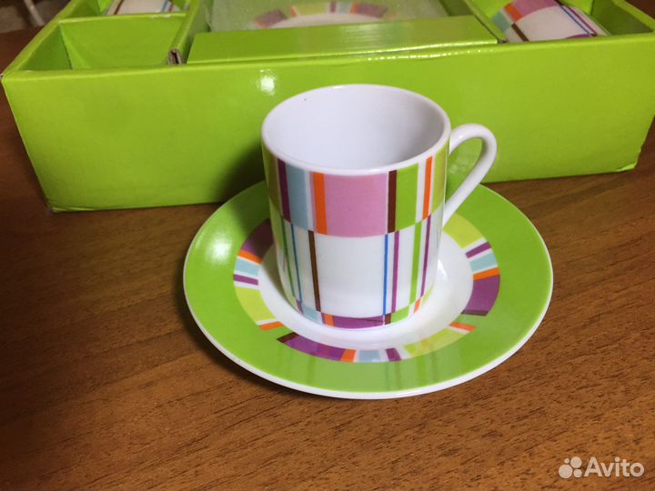 Набор чашек эспрессо с блюдцами, 6 шт