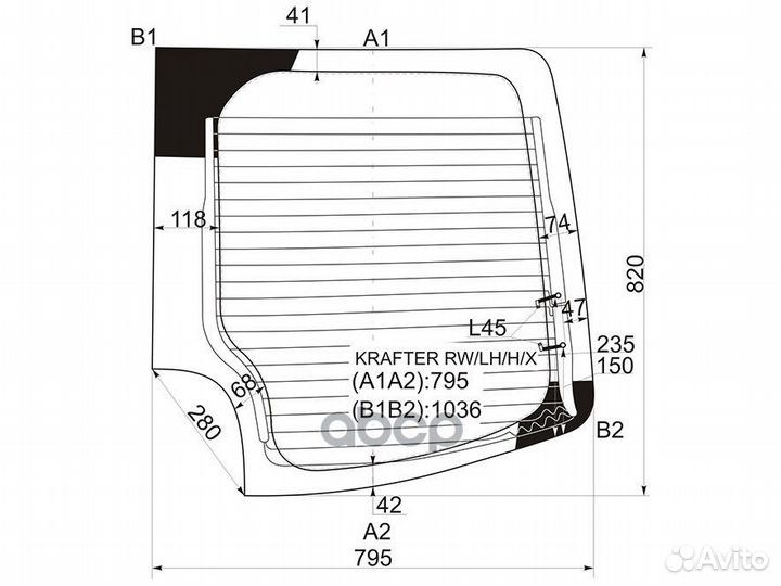 Стекло заднее (Цвет зеленый/ Обогрев)