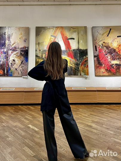 Брюки паллацо кожаные черные