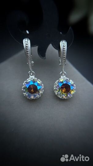 Серебряные серьги с кристаллами Swarovski