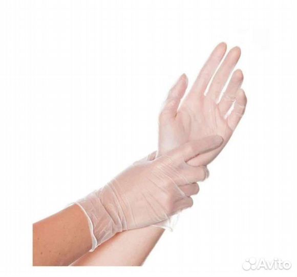 Перчатки виниловые, одноразовые