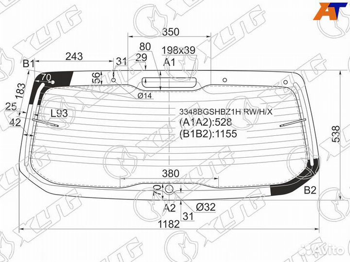 Стекло заднее Fiat Bravo