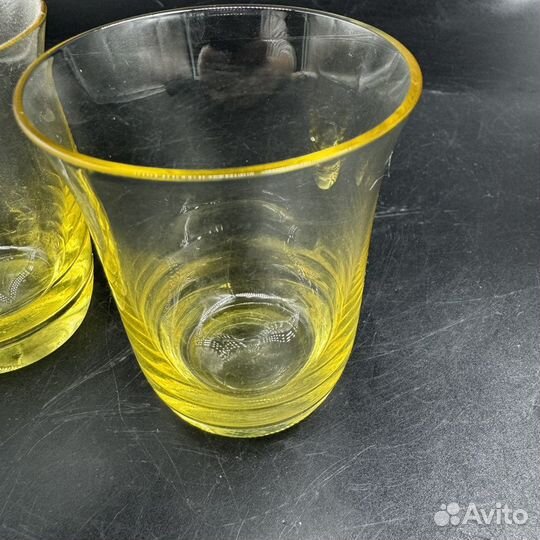 Бокалы фужеры стаканы 2 штуки Цветное желтое