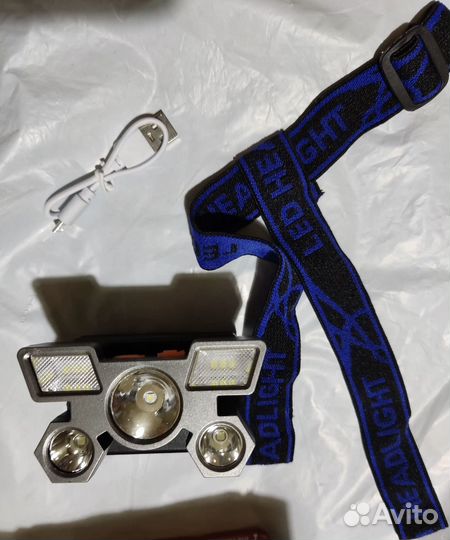 Налобный фонарь аккумуляторный новый