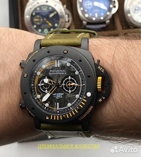 Тяжелые мужские часы Panerai Submersible с гаранти