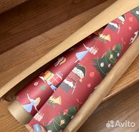 Упаковочная бумага со Щелкунчиком для подарков нов