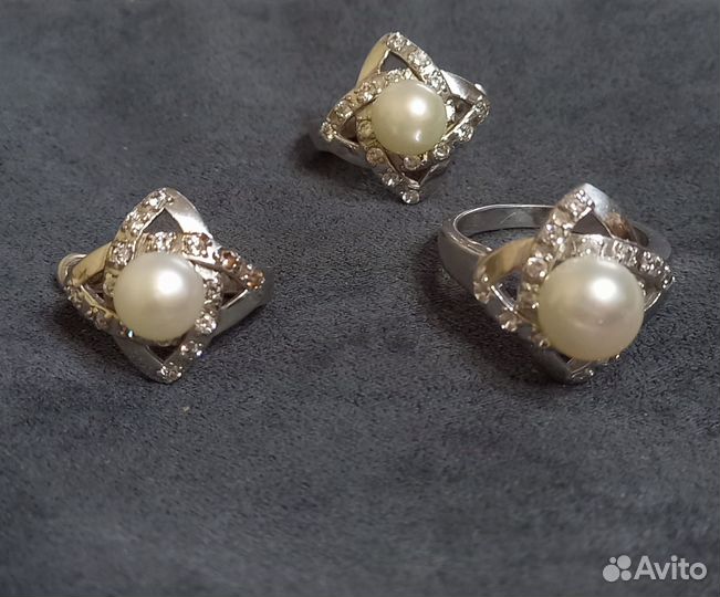 Серебряный комплект кольцо и серьги