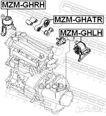 Подушка двигателя задняя AT MZM-ghatr Febest