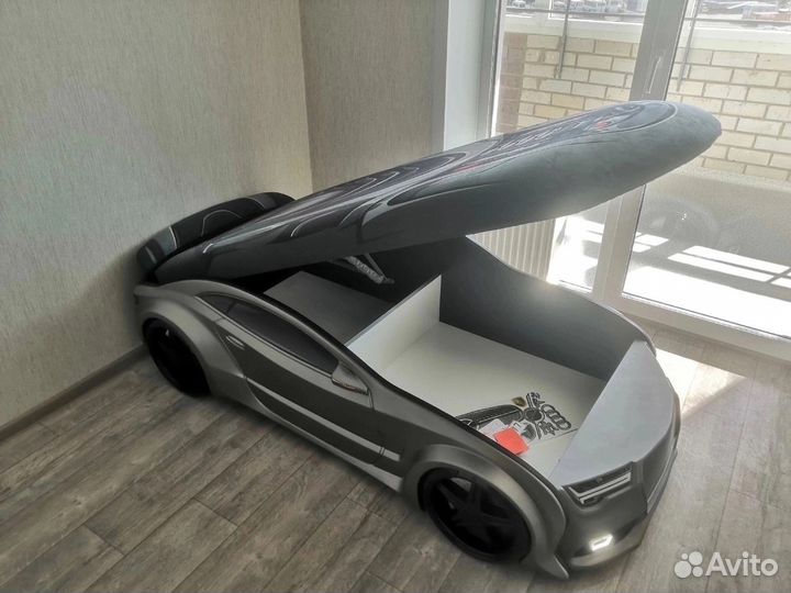 Детская кровать-машина графит