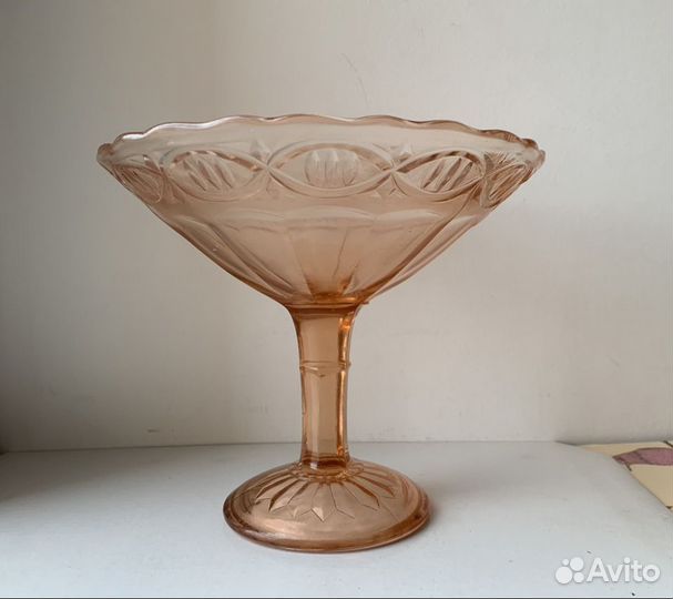 Розалиновое стекло ваза солонка шкатулка винтаж