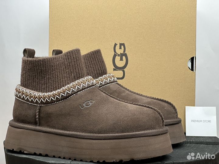 Угги UGG Tazz Knit с носком шоколадные