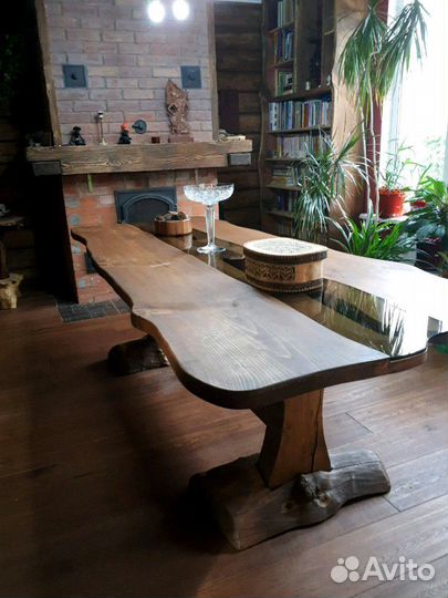 Стол из массива, стекло